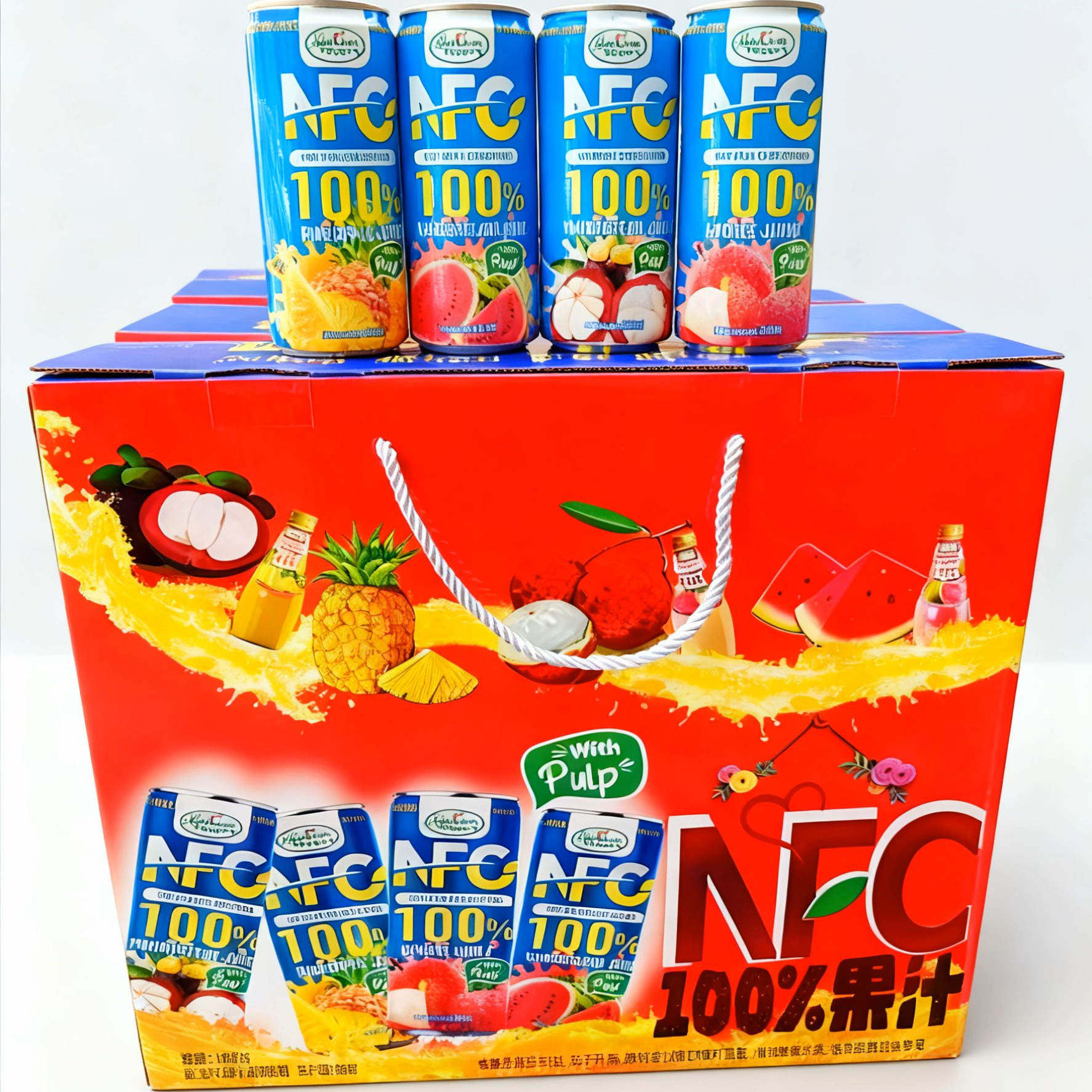 果子满分100%NFC纯果汁山竹0脂0添加礼盒320ml*10听x3提送礼