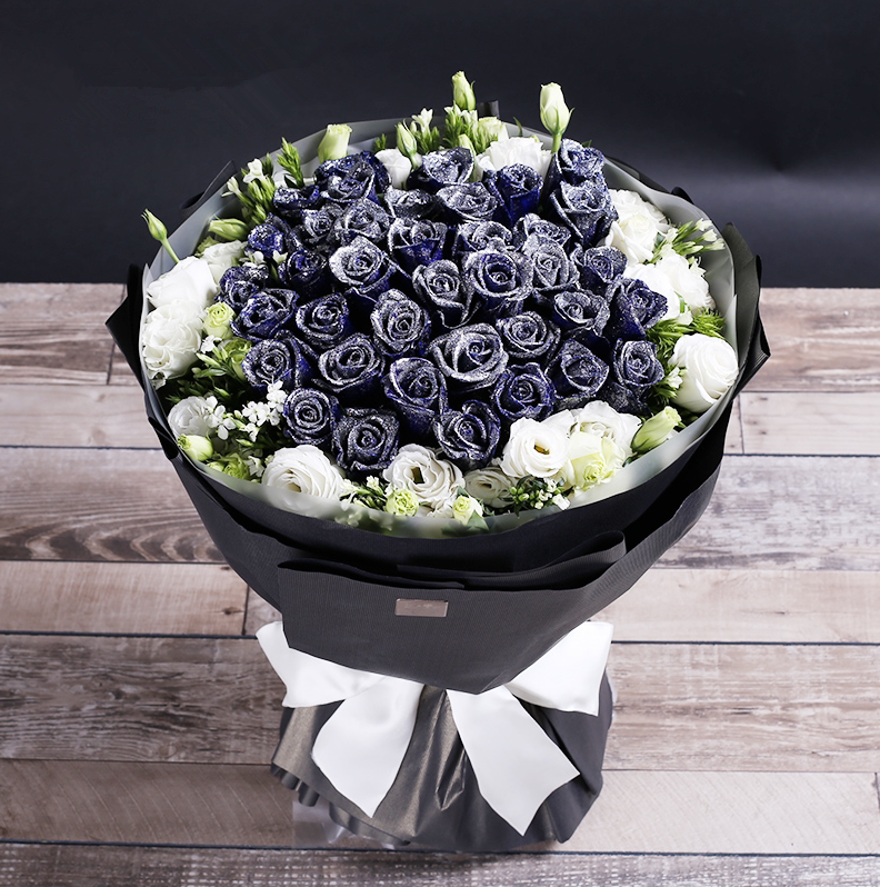 蓝玫瑰花束蓝色妖姬鲜花速递五大连池市嫩江县同城花店配送货上门