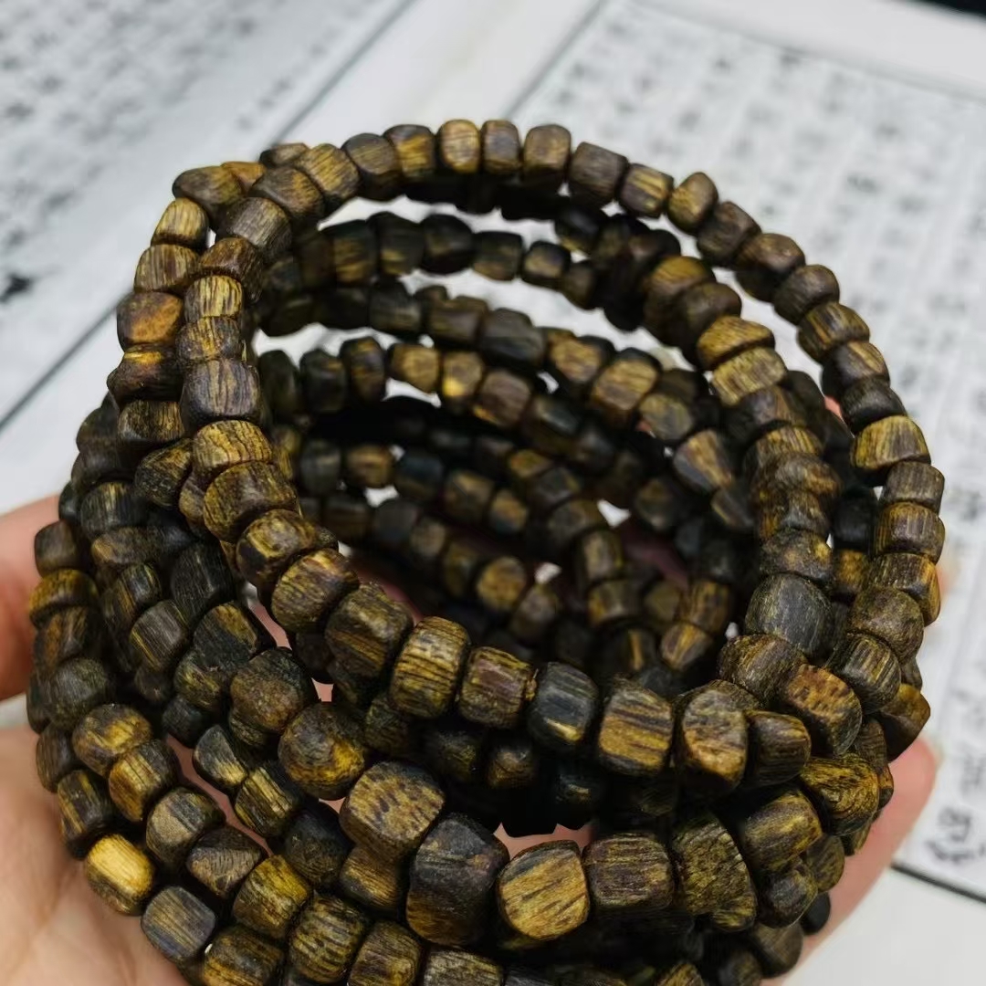 天然老料白奇楠沉水随型手串单圈保真