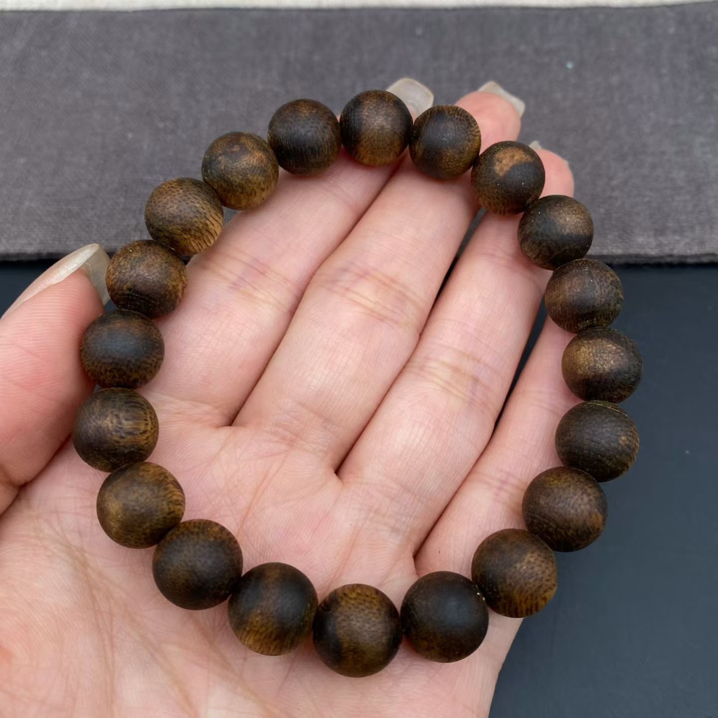 天然沉香圆珠手串9分沉天然串珠老料木质情绪稳定手链男女款
