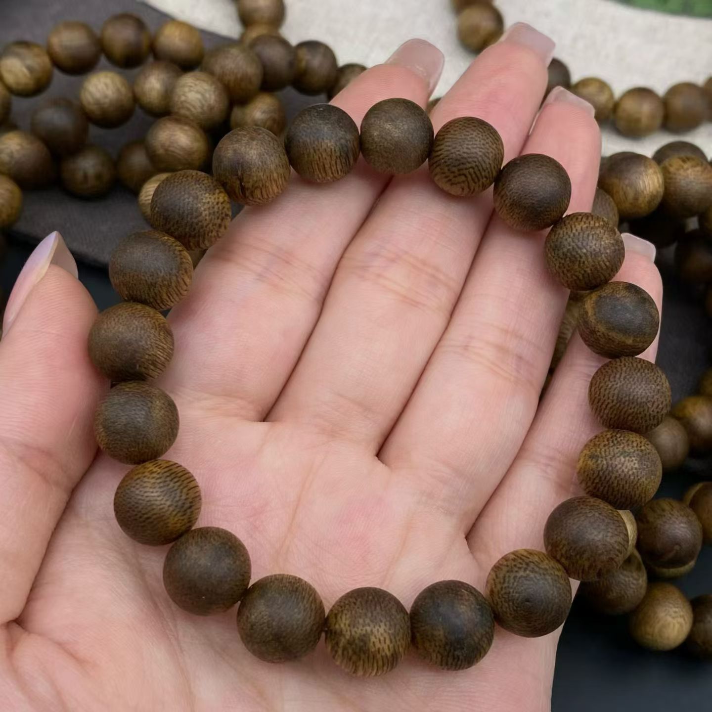 海南莺歌绿棋楠圆珠手串单圈九分沉原汁原味凉韵带花蜜香