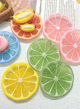 夜光仿真柠檬橙盘子创意diy树脂饰品配件钥匙扣挂件冰箱手工材料