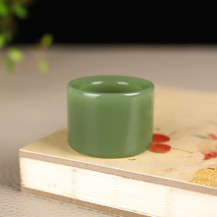 新品天然新疆和田玉鸭蛋青扳指男女款戒指青白玉宽版素戒玉石指环