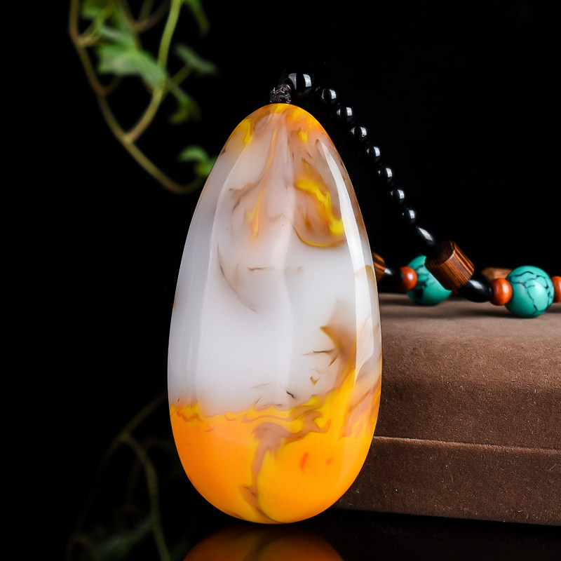 天然新疆和田玉原石手把件金丝玉男士手把件挂件鸡油黄玉石把玩件