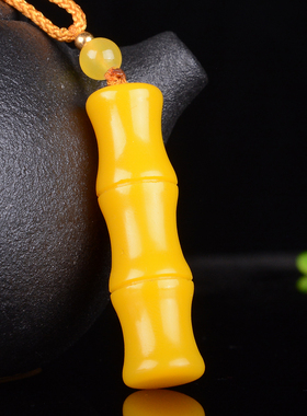 竹节富贵和田玉黄玉吊坠男女款转运节节高升富贵竹新疆玉石毛衣链