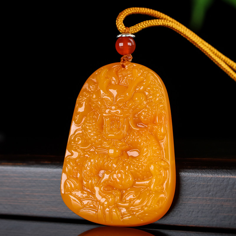 十二生肖龙和田黄玉吊坠男女款挂件雕刻府上有龙新疆玉石龙牌项链