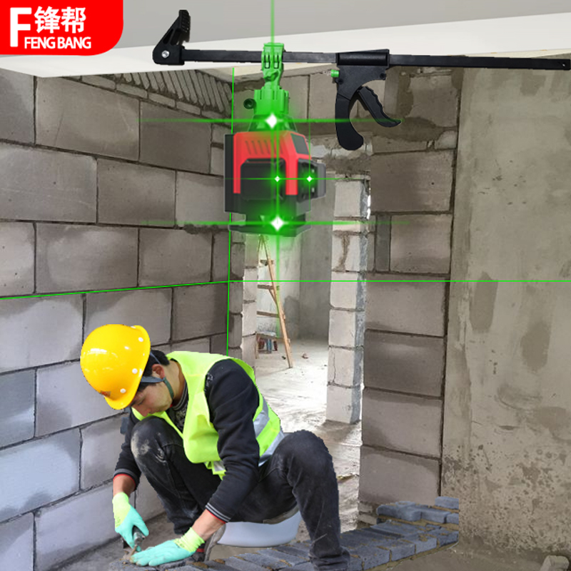 锋帮激光红外线水平仪高精度强光细线迷小型自动调平砌墙神器12线