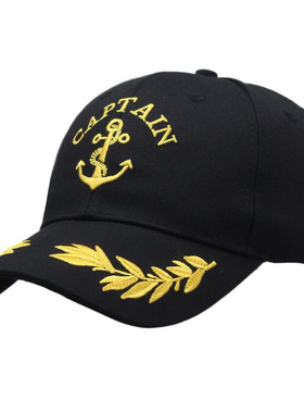 现货帽子刺绣CAPTAIN中国船长航海船锚棒球鸭舌遮阳帽子男女麦穗