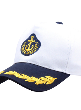 现货 CAPTAIN 军迷帽纯棉刺绣时尚船长帽男女成人水手帽子舰长帽