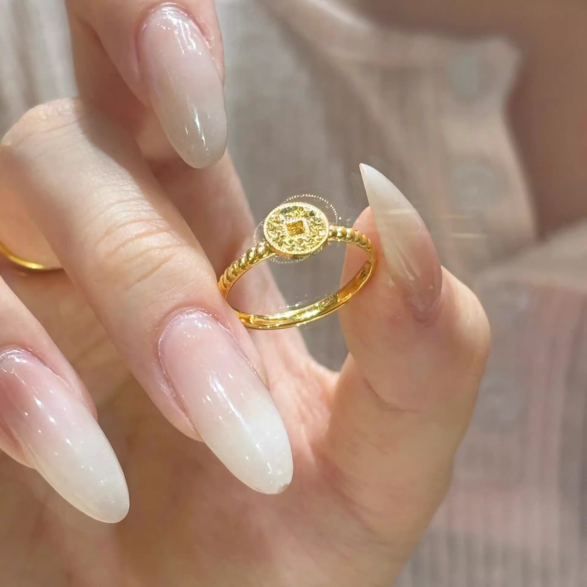 爆款爆闪碎冰冰五帝钱戒指金色钱币高级感轻奢设计大气招财时尚款,饰品/流行首饰/时尚饰品新,戒指/指环,淘宝优惠券,粉丝福利购,淘宝优惠卷