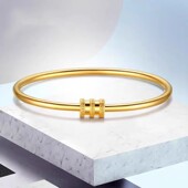 18k黄金新款 手环3D硬金素圈金色手饰 小蛮腰手镯实心简约百搭时尚