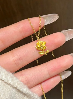 18K金色小王子玫瑰锁骨链送礼