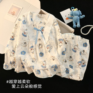 儿童睡衣春秋女童长袖公主家居服套装云朵棉卡通可爱玉桂狗中大童