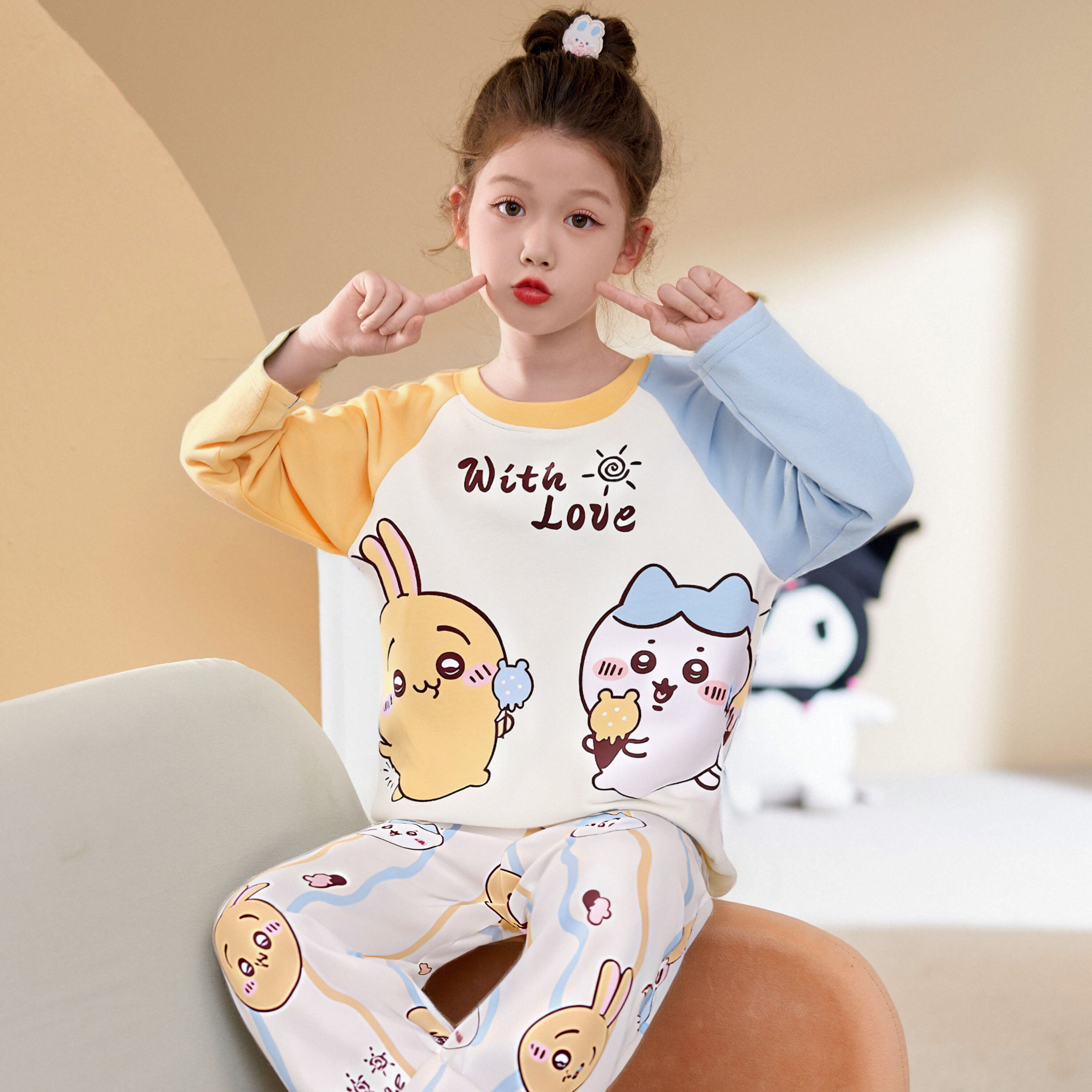 女童睡衣春秋季长袖薄款乌萨奇卡通可爱家居服夏季空调服薄款套装,童装/婴儿装/亲子装,家居服套装,淘宝优惠券,粉丝福利购,淘宝优惠卷