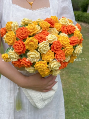 黄色渐变尖角黄玫瑰花束毯子