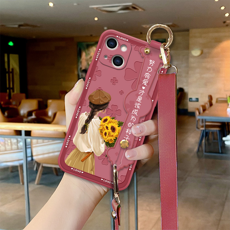 时尚太阳女孩腕带斜挎硅胶手机壳