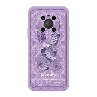 浅紫框油画兔适用于华为mate40手机壳40pro油画mate50兔子50pro新款mate30个性20pro/20x女硅胶挂绳软壳