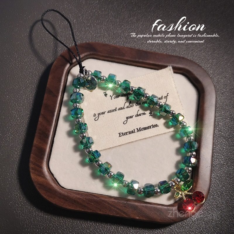 绿水晶红樱桃手机防摔绳苹果OPPOVIVO手机绳华为保护套防丢绳手机链,3C数码配件,手机挂件/手机链,淘宝优惠券,粉丝福利购,淘宝优惠卷