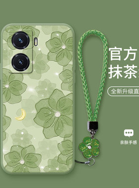 浅绿山茶花适用于vivoy77手机壳Y76s清新y70s花朵y52s创意绿色y97时尚女款y30镜头全包Y3挂绳全包防摔保护套