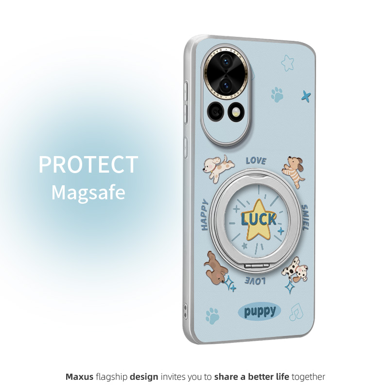 奔跑小狗适用华为Nova13手机壳新款nova14活力版卡通Nova12高级Nova11磁吸支架Nova13Pro皮纹全包防摔壳