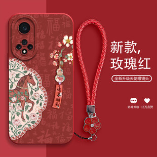 书签花卉马适用于华为nova8手机壳新款9pro马年复古11pro女款时尚13pro高端全包14防摔保护壳