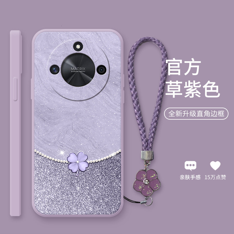 口袋四叶草适用于荣耀x50手机壳x50i新款x50pro时尚荣耀x40高级x40i女款荣耀x30硅胶超薄x20se镜头全包保护套