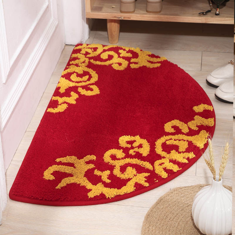 家用大红色祥云喜庆半圆型门口进门地垫门垫卧室防滑脚垫可以机洗,居家布艺,家用脚垫,淘宝优惠券,粉丝福利购,淘宝优惠卷