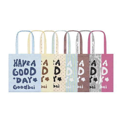 GOODBAI Have a good day薄款简易收叠印花帆布包托特包