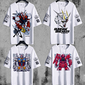 高达联名短袖 情侣体恤 网红t恤男ins超火潮牌卡通印花学生宽松男装