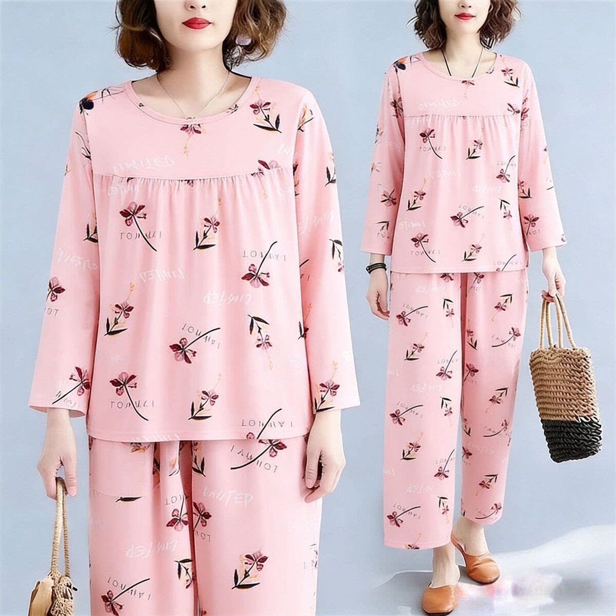 妈妈款睡衣女士中老年女性云朵棉睡衣/家居服套装