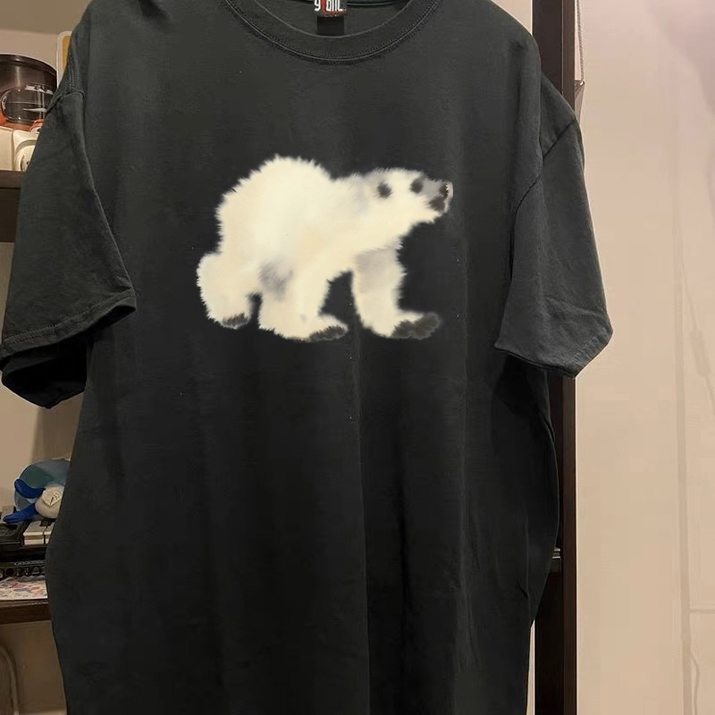 Lonely Polar Bear 美式复古小众oversize男女情侣短袖T恤上衣潮 服饰配件/皮带/帽子/围巾 口袋巾 原图主图