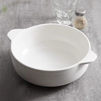 微瑕10.5英寸双耳汤碗家用陶瓷防烫浮雕汤盆酸菜鱼大号简约大碗