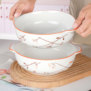 10.5英寸家用陶瓷双耳汤碗酸菜鱼水煮鱼碗大号汤盆小清新创意碗