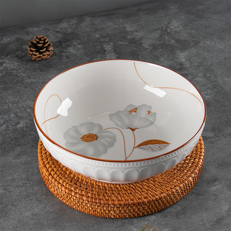 岁月静好陶瓷家用浮雕9英寸大汤碗水煮鱼碗毛血旺碗大号碗