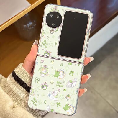 春日猫咪小众防摔折叠壳适用OPPOfindN3FLIP/N2flip新款透明硬