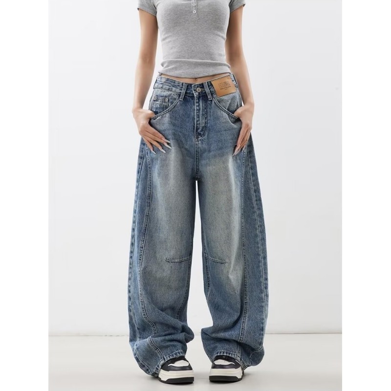 美式弯刀牛仔裤女高个子宽松显瘦遮肉慵懒拖地长裤大码镰刀阔腿裤,女装/女士精品,牛仔裤,淘宝优惠券,粉丝福利购,淘宝优惠卷