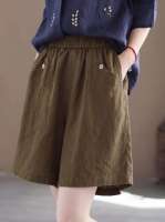 Cotton and linen capri pants, short pants, women's summer new thin casual pants, linen oversized pants, middle-aged and elderly mom outfits thumbnail 3