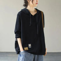 Thin hoodie for women, 2026 new autumn and winter style, large-sized, long-sleeved, patchwork coat for women, spring and autumn wear thumbnail 2