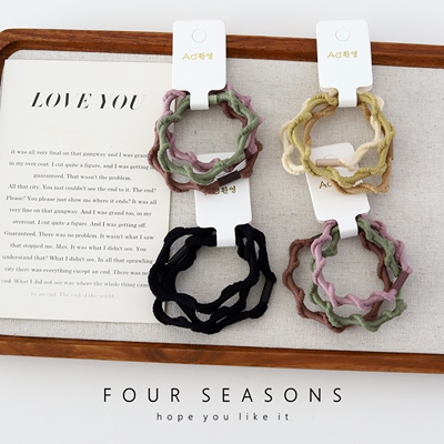 新款简约波浪皮筋3条装基础发绳