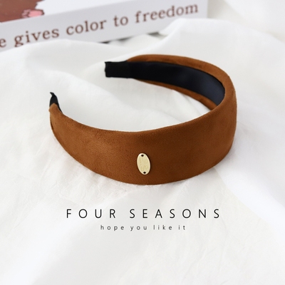 秋冬美拉德咖色麂皮宽版发箍发卡