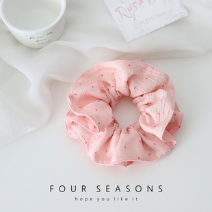 甜美粉色爱心大肠发圈温柔百搭发绳少女心多巴胺夏日发饰头绳皮筋