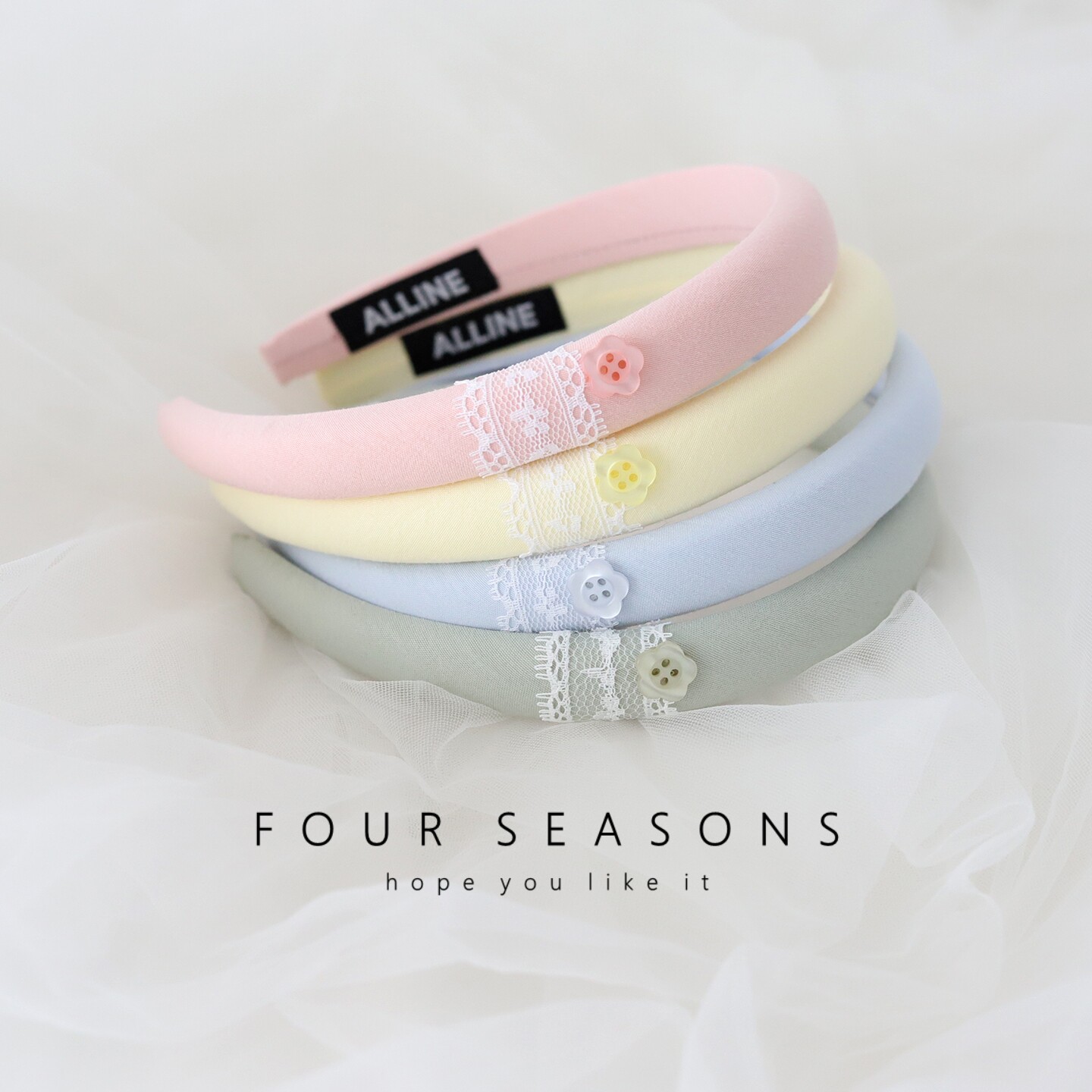 甜美可爱糖果色纯色海绵发箍少女心蕾丝花朵纽扣头箍日常百搭发卡