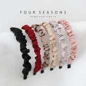 甜美简约纯色缎面发箍日常百搭褶皱头箍压发网红洗脸发饰外出头饰