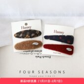 法式 复古红色碎花三角发夹高级感秋冬毛呢侧边碎发夹子刘海夹bb夹