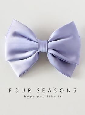 简约缎面蓝紫色蝴蝶结弹簧夹后脑勺顶夹甜美在逃公主发夹发饰头饰