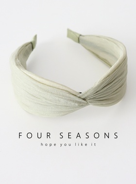 森系田园风绿色交叉发箍甜美简约纯色百搭头箍压发卡发饰外出头饰