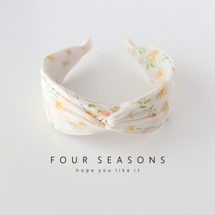 春夏田园碎花雪纺宽版 交叉打结发箍清新甜美头箍增高颅顶发卡发饰