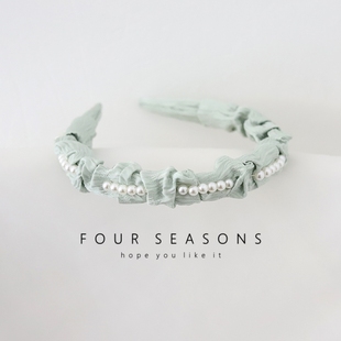 简约甜美珍珠褶皱发箍超仙唯美精致压发头箍日常通勤百搭发饰头饰