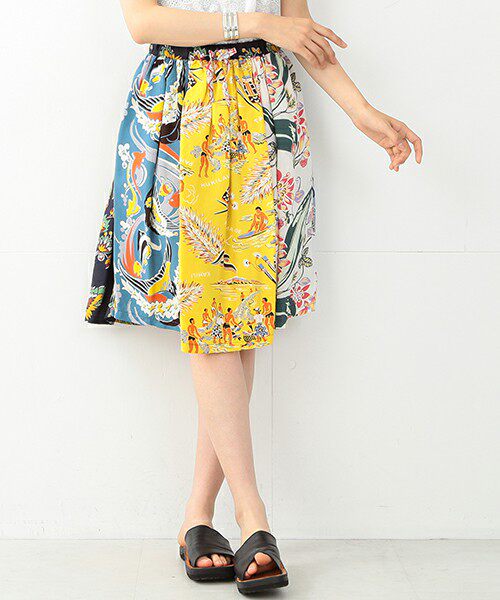 SUN SURF×BEAMS BOY 夏威夷风印花风景丝制中裙半身裙 日本代购在类目 女装/女士精品, 半身裙中 - 来自Buy2taobao.com提供专业的淘宝代购服务