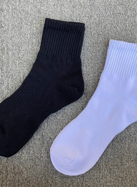 8双29元黑白色袜子男中筒春秋薄款纯色ins潮袜防臭吸汗纯棉女短袜